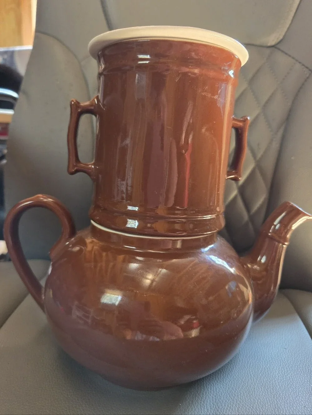 Vtg Hall China Brown French Drip Coffee Pot Set